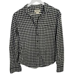 Ralph Lauren Women’s Denim & Supply Shirt Black White Flannel Tomboy W-278 Sz M
